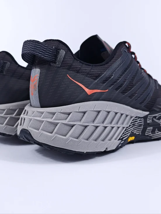 Hoka Speedgoat 4 Mens 11 Trail Hiking Running Shoes Vibram Cushioned Black - Picture 7 of 16